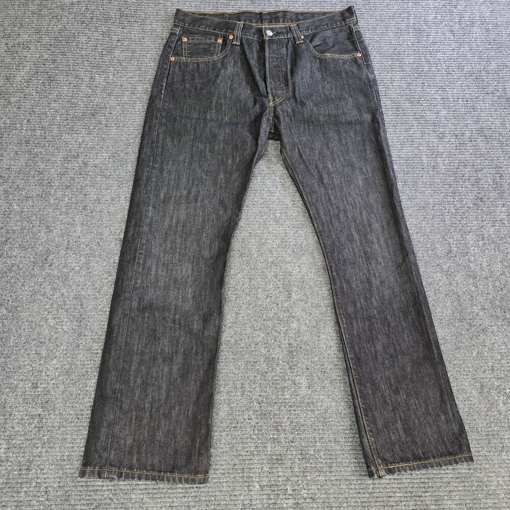 Levi's 501 Mens 34x30 Iconic Black Faded Straight Leg Button Fly Jeans